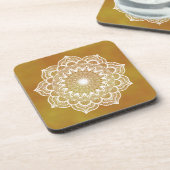 Dessous-de-verre Mandala blanc sur fond doré (Côté gauche)
