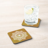 Dessous-de-verre Mandala blanc sur fond doré (Côté Droit)