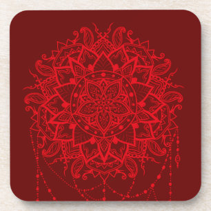 Dessous-de-verre Mandala burgundy Indian