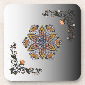Dessous-de-verre Mandala de minuit – Conception cosmique florale (Devant)