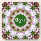 Dessous-de-verre Mandala Fleur Abstraite avec Love Texte facultatif (Devant)