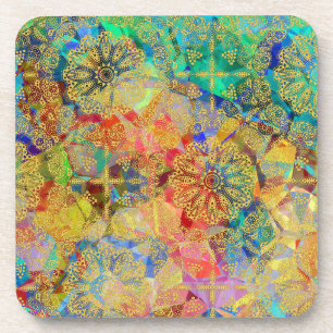 Dessous-de-verre Mandala géométrique éblouissant en or