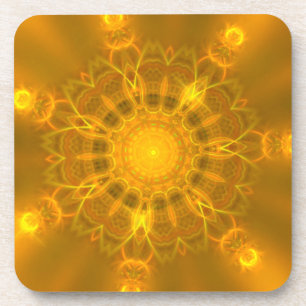 Dessous-de-verre Mandala Lace Lines Arrière - plan jaune doux et ch