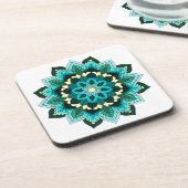 Dessous-de-verre Mandala Motif 02 en aqua (Côté gauche)