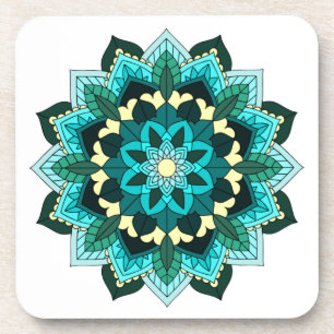 Dessous-de-verre Mandala Motif 02 en aqua