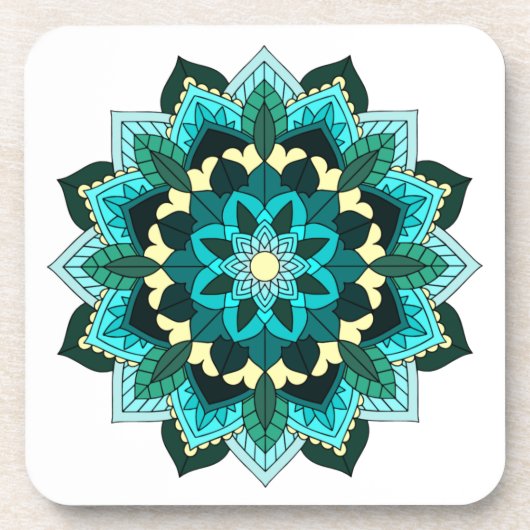 Dessous-de-verre Mandala Motif 02 en aqua (Devant)