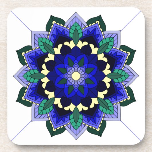 Dessous-de-verre Mandala Motif 02 en bleu foncé (Devant)