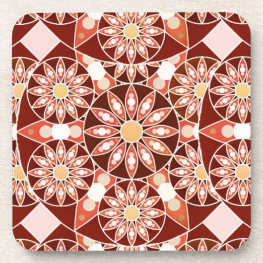 Dessous-de-verre Mandala motif, marron, rouille, bronzage, beige (Devant)