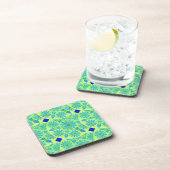 Dessous-de-verre Mandala motif, turquoise, bleu, vert citron (Côté Droit)
