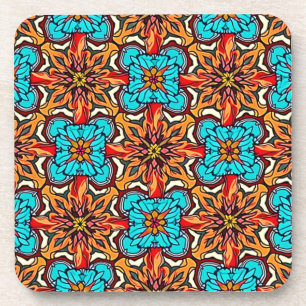 Dessous-de-verre Mandala Répétitif Floral Vibrant Art