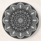 Dessous de verre Mandala Sandstone | Noir et gris (Devant)