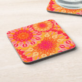 Dessous-de-verre Mandala superposé orange rose jaune (Côté gauche)