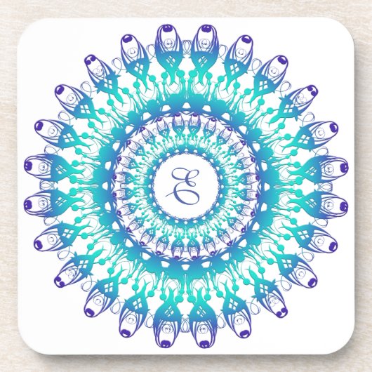 Dessous-de-verre Mandala Turquoise ethnique (Devant)
