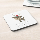 Dessous-de-verre Mangez Boire Soyez Joyeux Cerf De Noël En Chapeau  (Côté gauche)