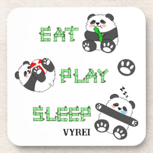 Dessous-de-verre Mangez Jouer Sleep Cute Baby Panda Vie Confortable