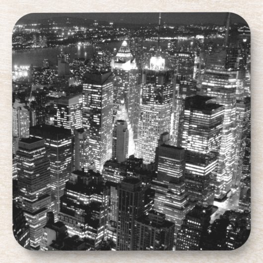 Dessous-de-verre Manhattan New York nuit Noir et blanc (Devant)