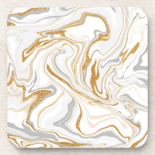 Dessous-de-verre Marbre blanc, or et gris comme des persiennes Flui