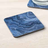 Dessous-de-verre Marbre Bleu Abstrait Profond (Côté gauche)