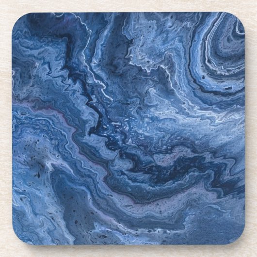 Dessous-de-verre Marbre Bleu Abstrait Profond (Devant)