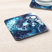 Dessous-de-verre Marbre Bleu foncé Art numérique fluide (Côté gauche)