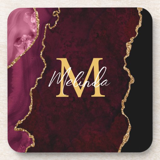 Dessous-de-verre Marbre d'agate rouge et or (Devant)