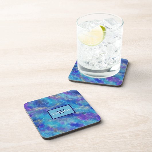 Dessous-de-verre Marbre doré bleu faux (Côté Droit)