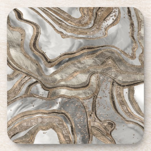 Dessous-de-verre Marbre liquide - perle et or (Devant)
