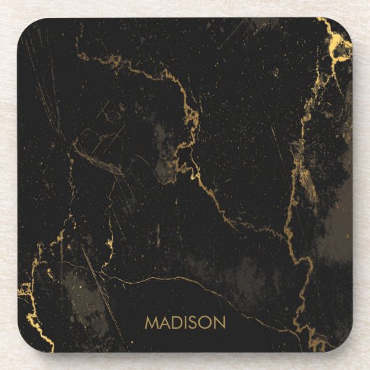 Dessous-de-verre Marbre noir d'or (Devant)