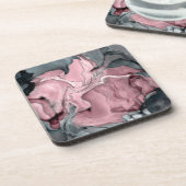 Dessous-de-verre Marbre rose noir - rose pastel, gris et argent (Côté gauche)