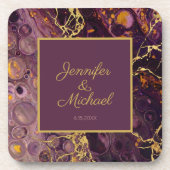 Dessous-de-verre Marbre Violet Et Or De Prune (Devant)