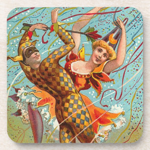 Dessous-de-verre Mardi Gras Joyeux Halloween Danser Costume Jester