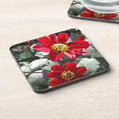 Dessous-de-verre marguerite rose chaud rouge / marguerites fleurs (Côté gauche)