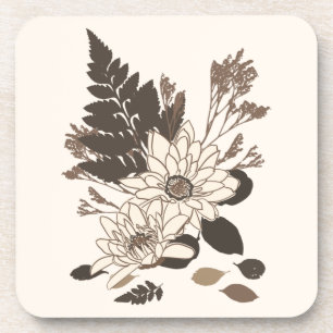 Dessous-de-verre Marguerites et Feuille - transparents sur crème.