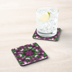 Dessous-de-verre Marguerites Violet et vert Fractage Art