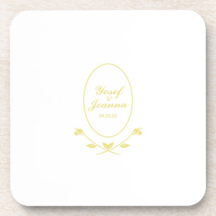 Dessous-de-verre Mariage blanc et or