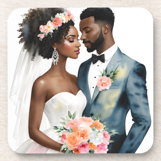 Dessous-de-verre Mariage de couple afro-américain (Devant)