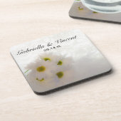 Dessous-de-verre Mariage de dentelle et marguerites blanches (Côté gauche)