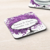 Dessous-de-verre Mariage de feuille de coeur pourpre de forêt (Côté gauche)