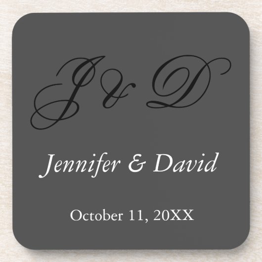 Dessous-de-verre Mariage de script de calligraphie attrayant (Devant)