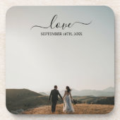 Dessous-de-verre Mariage de script mariage de la mémoire photo Love (Devant)