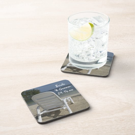 Dessous-de-verre Mariage de transat de plage (Côté Droit)