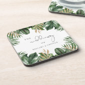 Dessous-de-verre Mariage feuille tropical élégant (Côté gauche)