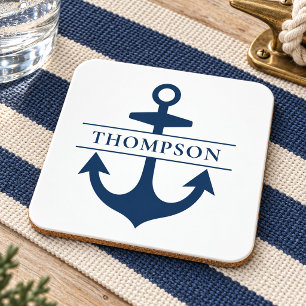Dessous-de-verre Mariage Monogramme Ancre de la Marine Nautique
