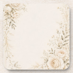 Dessous-de-verre Mariage Neutre avec Fleurs Raffinées