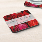 Dessous-de-verre Mariage personnel de Red Rose Bouquet (Côté gauche)