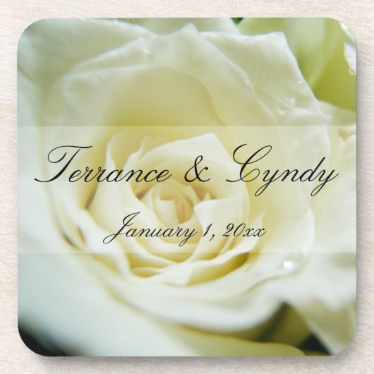 Dessous-de-verre Mariage personnel White Rose (Devant)