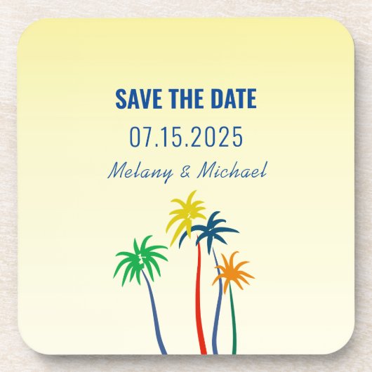 Dessous-de-verre Mariage Tropical Enregistrer La Date Invitation (Devant)