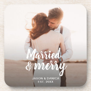 Dessous-de-verre Marié & Joyeux Mariage Merci Noël Photo