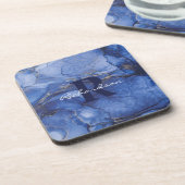 Dessous-de-verre Marine Agate Monogramme et nom Marble Luxe (Côté gauche)