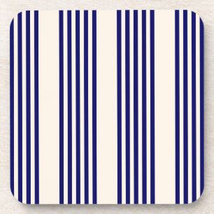 Dessous-de-verre Marine bleu et beige cinq bandes motif